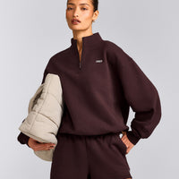 Foundations Cosy 1/4 Zip Sweatshirt | Plum Brown
