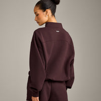 Foundations Cosy 1/4 Zip Sweatshirt | Plum Brown