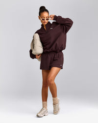 Foundations Cosy 1/4 Zip Sweatshirt | Plum Brown