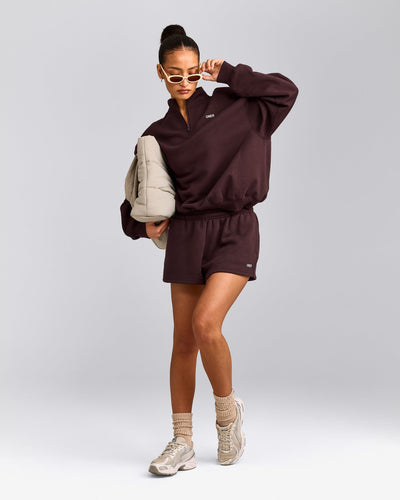 Foundations Cosy 1/4 Zip Sweatshirt | Plum Brown