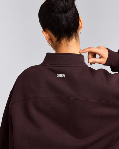 Foundations Cosy 1/4 Zip Sweatshirt | Plum Brown