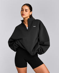 Foundations Cosy 1/4 Zip Sweatshirt | Soft Black