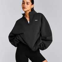 Foundations Cosy 1/4 Zip Sweatshirt | Soft Black