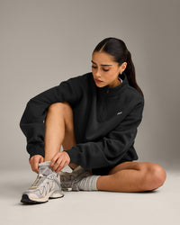 Foundations Cosy 1/4 Zip Sweatshirt | Soft Black