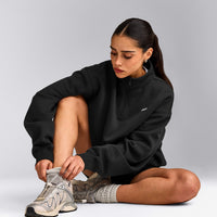 Foundations Cosy 1/4 Zip Sweatshirt | Soft Black