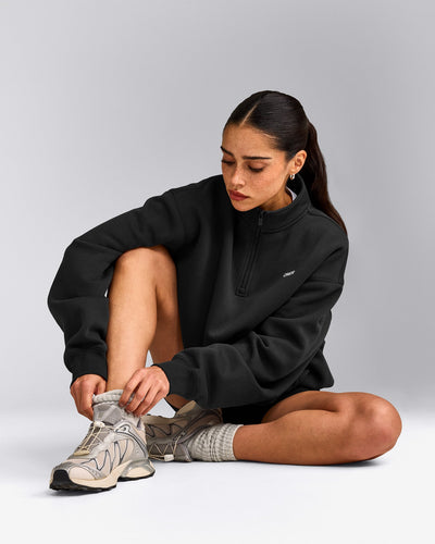Foundations Cosy 1/4 Zip Sweatshirt | Soft Black