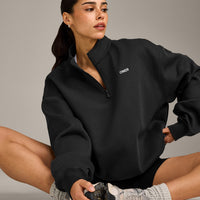 Foundations Cosy 1/4 Zip Sweatshirt | Soft Black