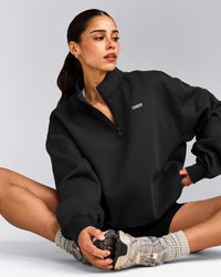 Foundations Cosy 1/4 Zip Sweatshirt | Soft Black