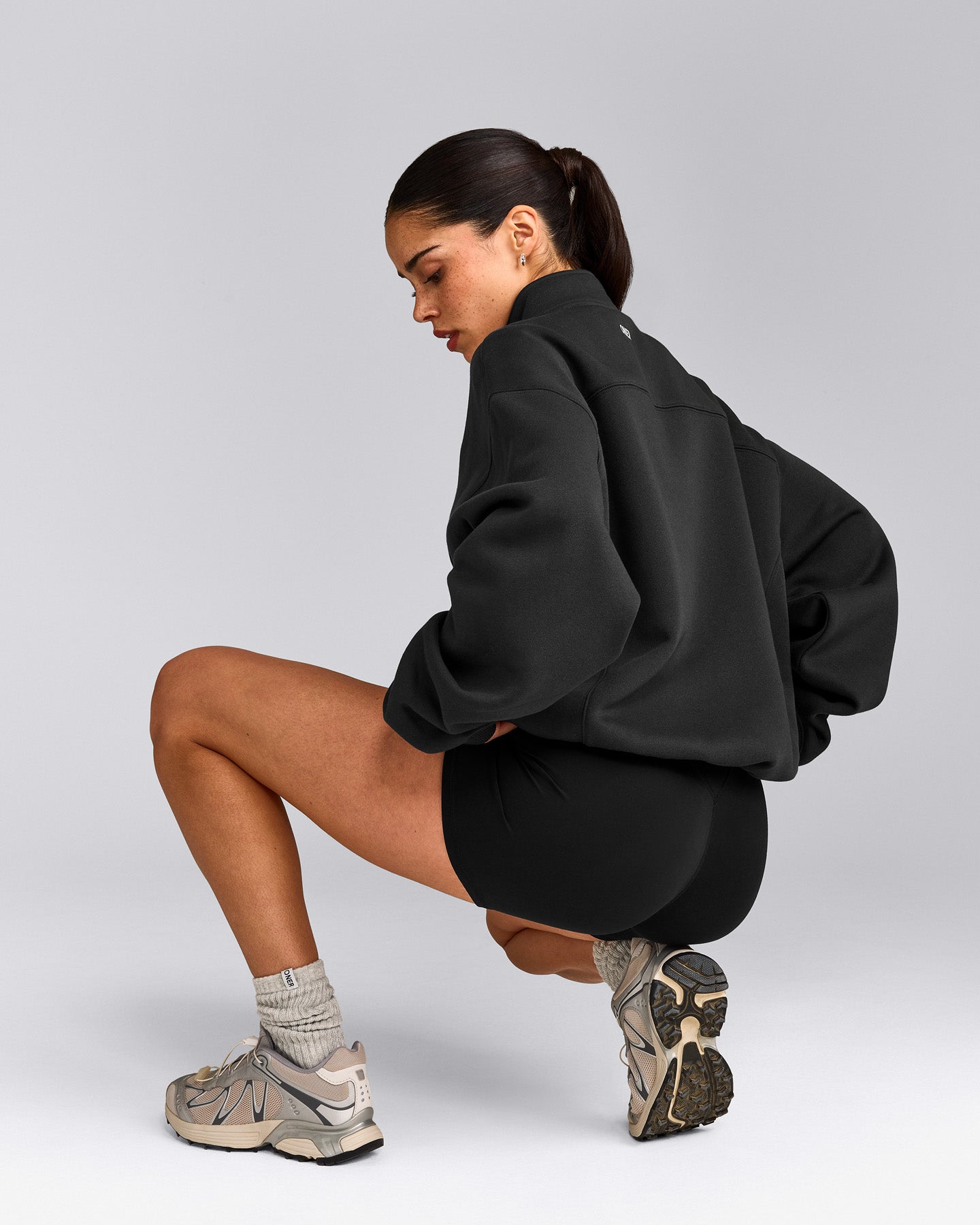 Foundations Cosy 1/4 Zip Sweatshirt | Soft Black