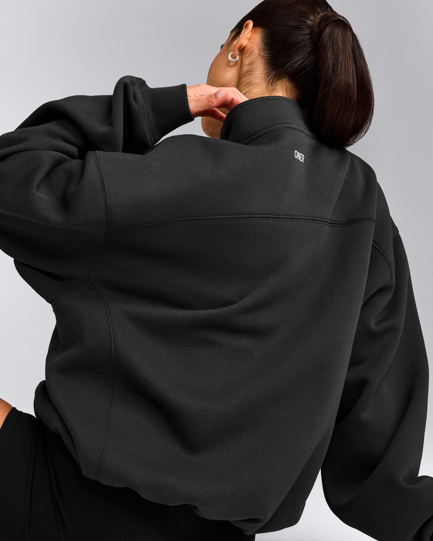 Foundations Cosy 1/4 Zip Sweatshirt | Soft Black