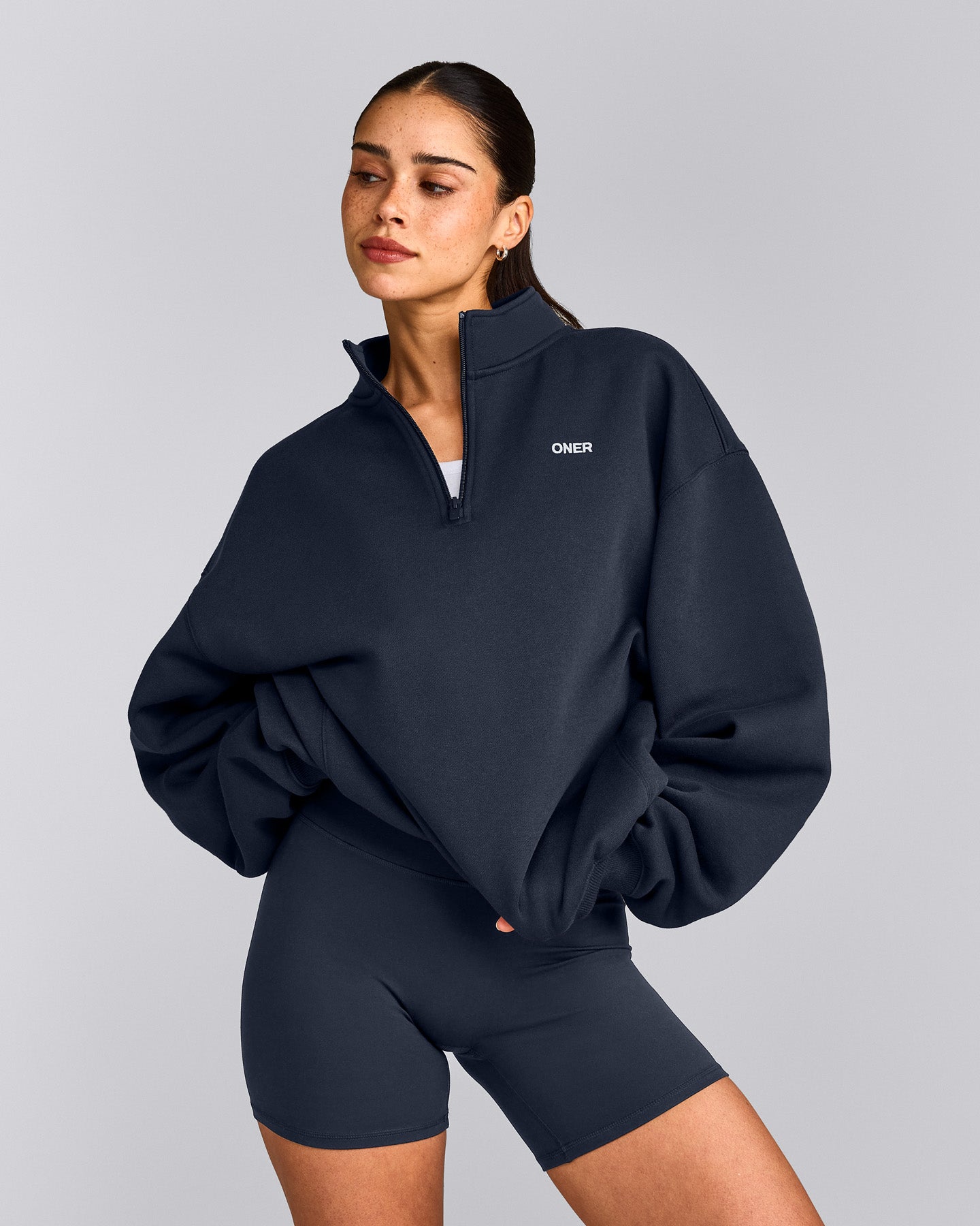 Foundations Cosy 1/4 Zip Sweatshirt | True Blue