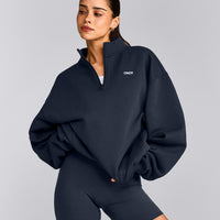 Foundations Cosy 1/4 Zip Sweatshirt | True Blue