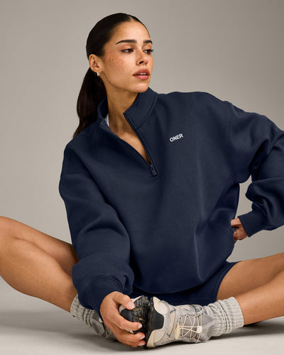 Foundations Cosy 1/4 Zip Sweatshirt | True Blue