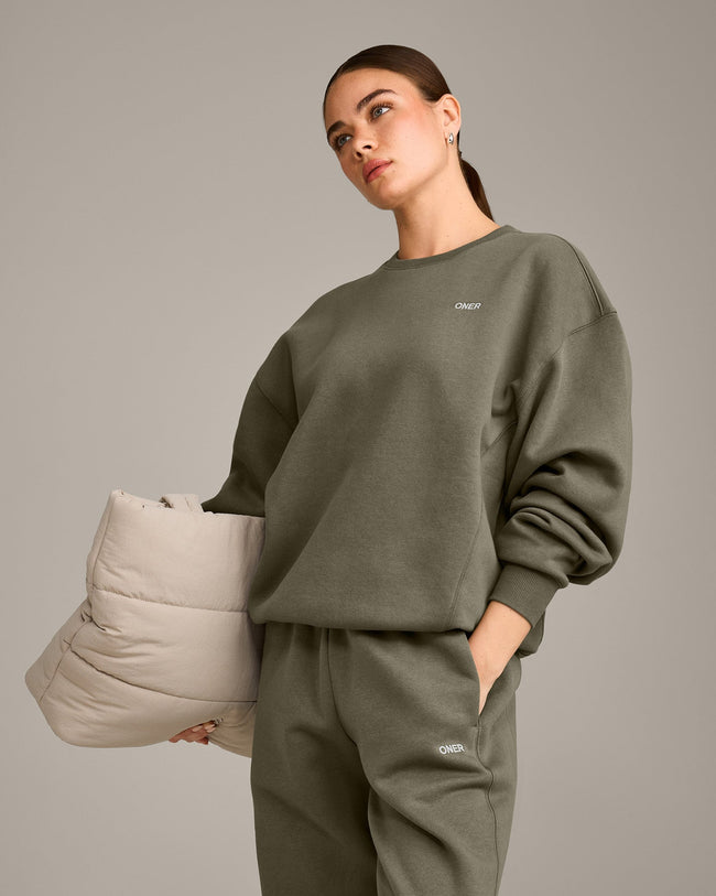 Foundations Cosy Crew Neck Sweatshirt | Alpine Green