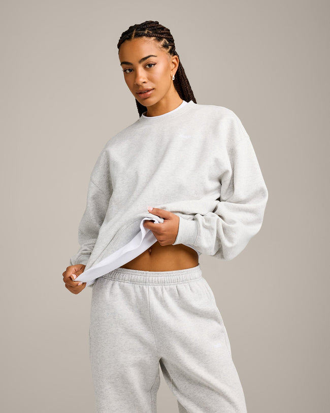 Foundations Cosy Crew Neck Sweatshirt | Light Grey Marl