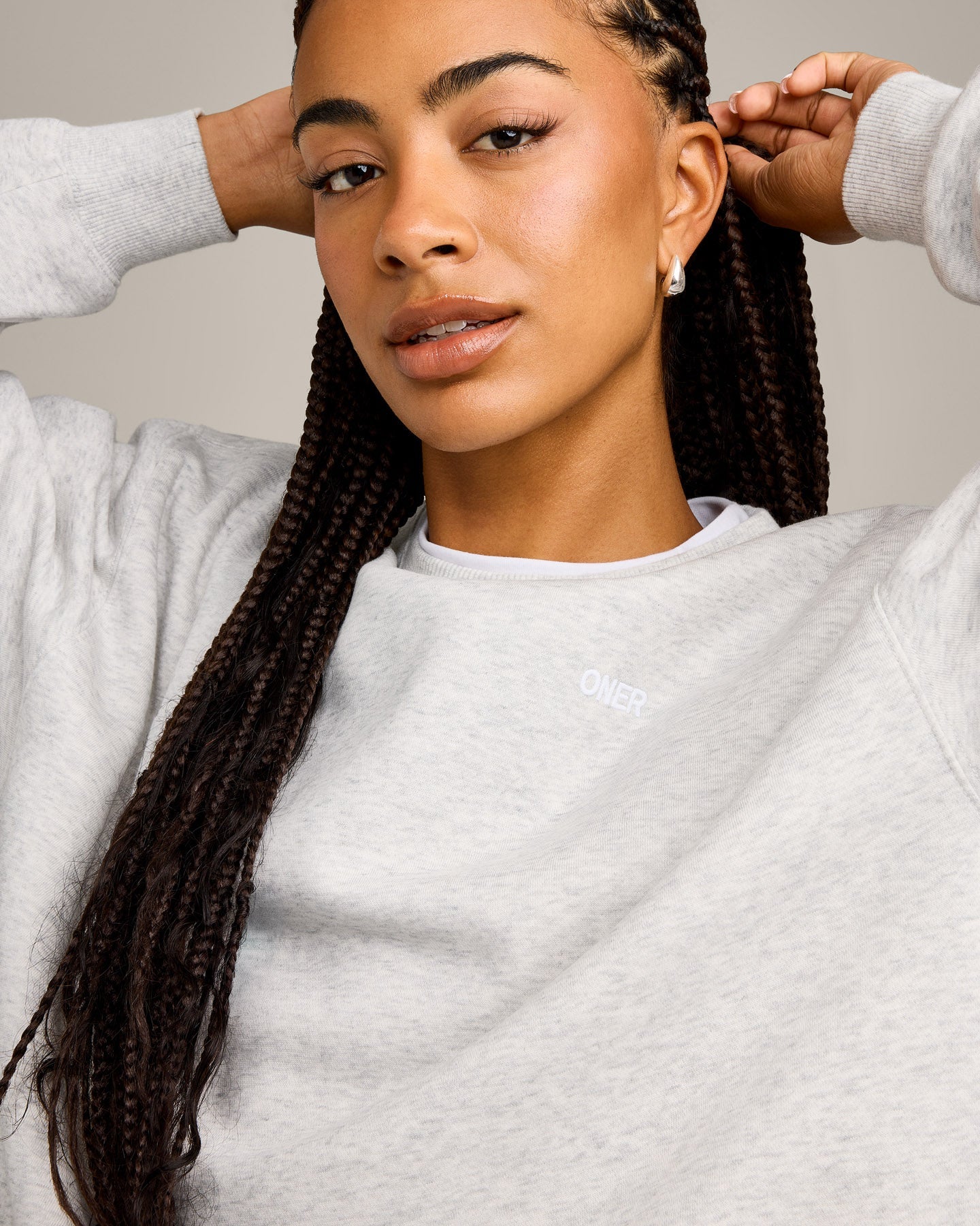 Foundations Cosy Crew Neck Sweatshirt | Light Grey Marl