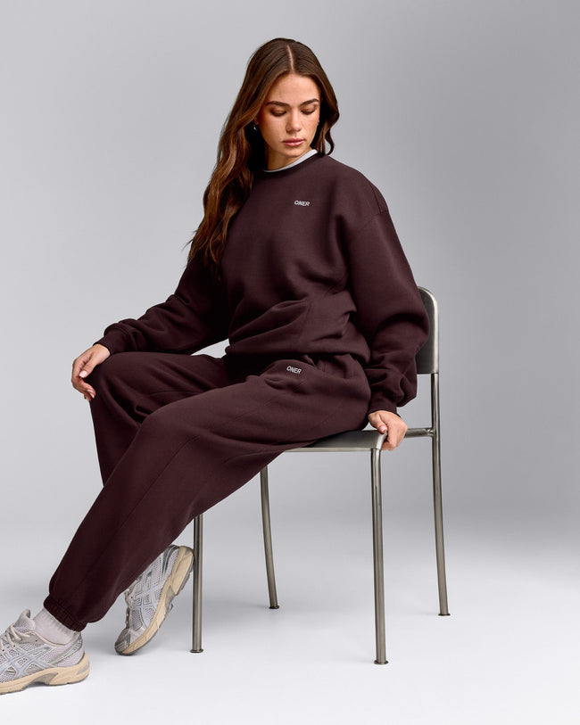 Foundations Cosy Crew Neck Sweatshirt | Plum Brown
