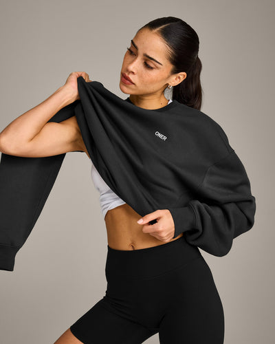 Foundations Cosy Crew Neck Sweatshirt | Soft Black