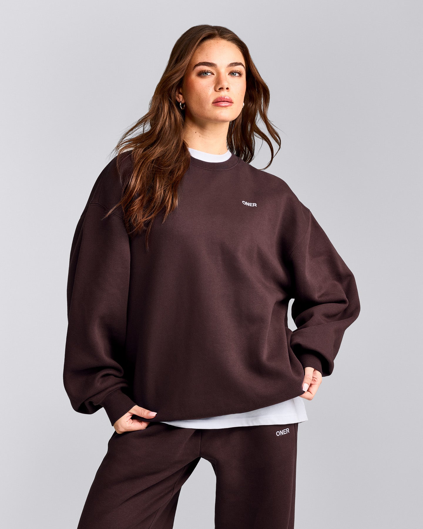 Foundations Cosy Oversized Sweatshirt | Plum Brown