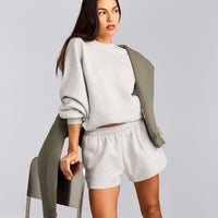 Foundations Cosy Oversized Shorts | Light Gray Marl
