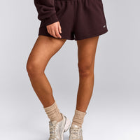 Foundations Cosy Oversized Shorts | Plum Brown