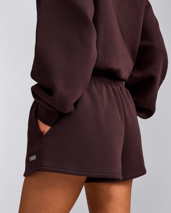 Foundations Cosy Oversized Shorts | Plum Brown