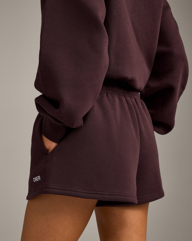 Foundations Cosy Oversized Shorts | Plum Brown
