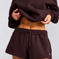 Foundations Cosy Oversized Shorts | Plum Brown