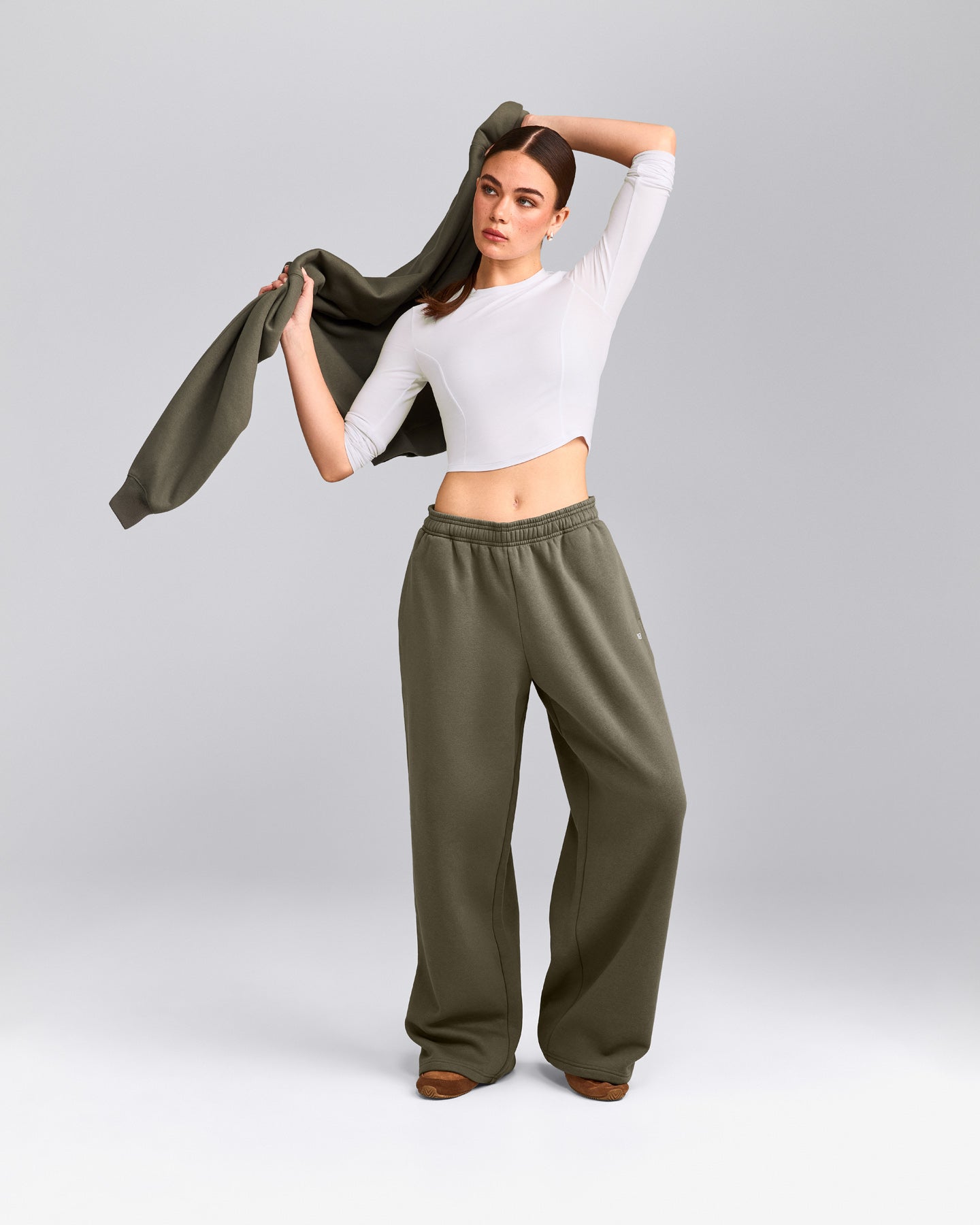 Foundations Cosy Oversized Straight Leg Joggers | Alpine Green