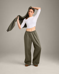 Foundations Cosy Oversized Straight Leg Joggers | Alpine Green