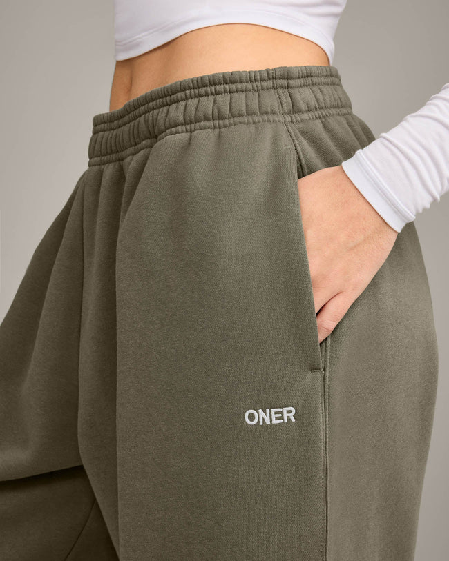 Foundations Cosy Oversized Straight Leg Joggers | Alpine Green