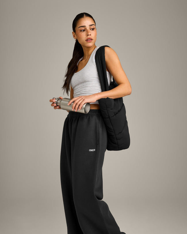 Foundations Cosy Oversized Straight Leg Joggers | Soft Black