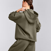 Foundations Cosy Oversized Zip Through Hoodie | Alpine Green