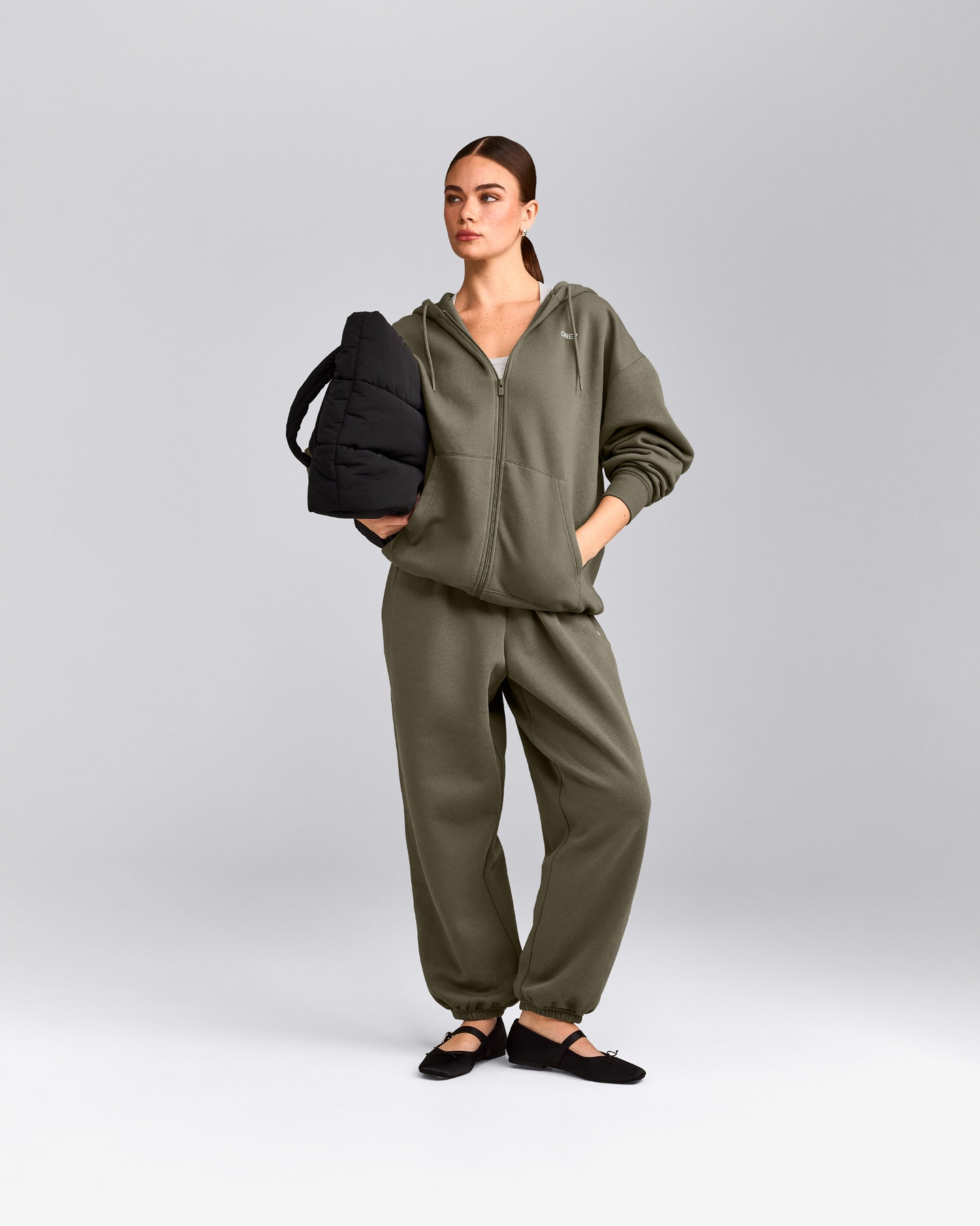 Foundations Cosy Oversized Zip Through Hoodie | Alpine Green
