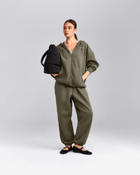 Foundations Cosy Oversized Zip Through Hoodie | Alpine Green