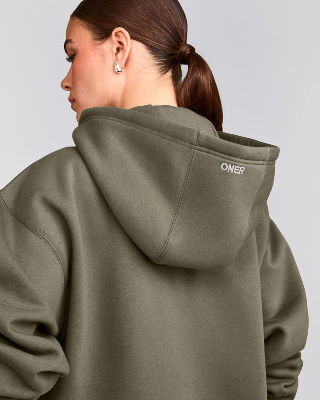 Foundations Cosy Oversized Zip Through Hoodie | Alpine Green
