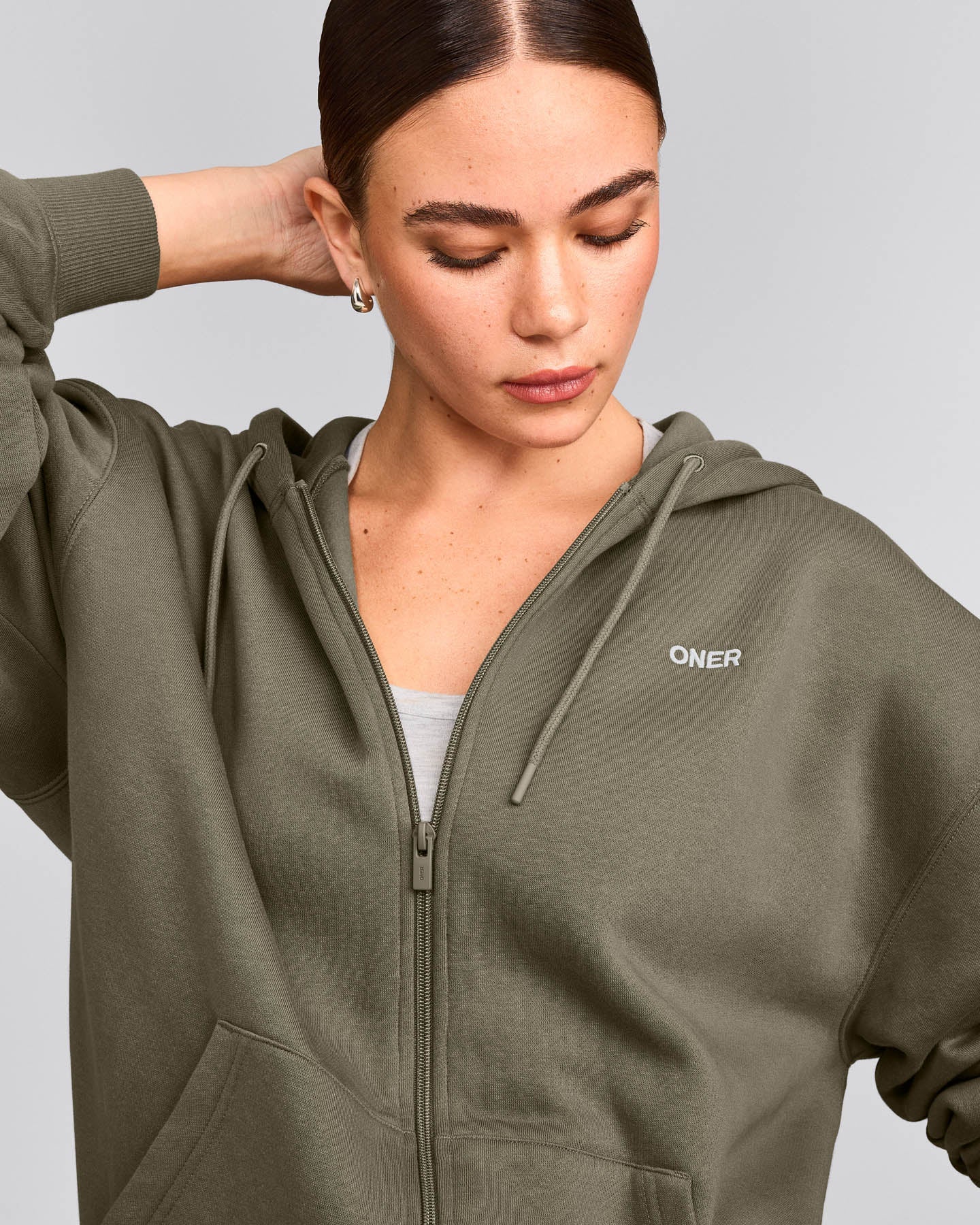 Foundations Cosy Oversized Zip Through Hoodie | Alpine Green