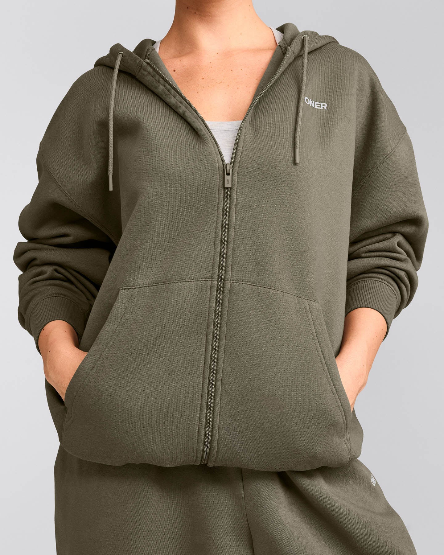Foundations Cosy Oversized Zip Through Hoodie | Alpine Green
