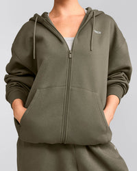 Foundations Cosy Oversized Zip Through Hoodie | Alpine Green