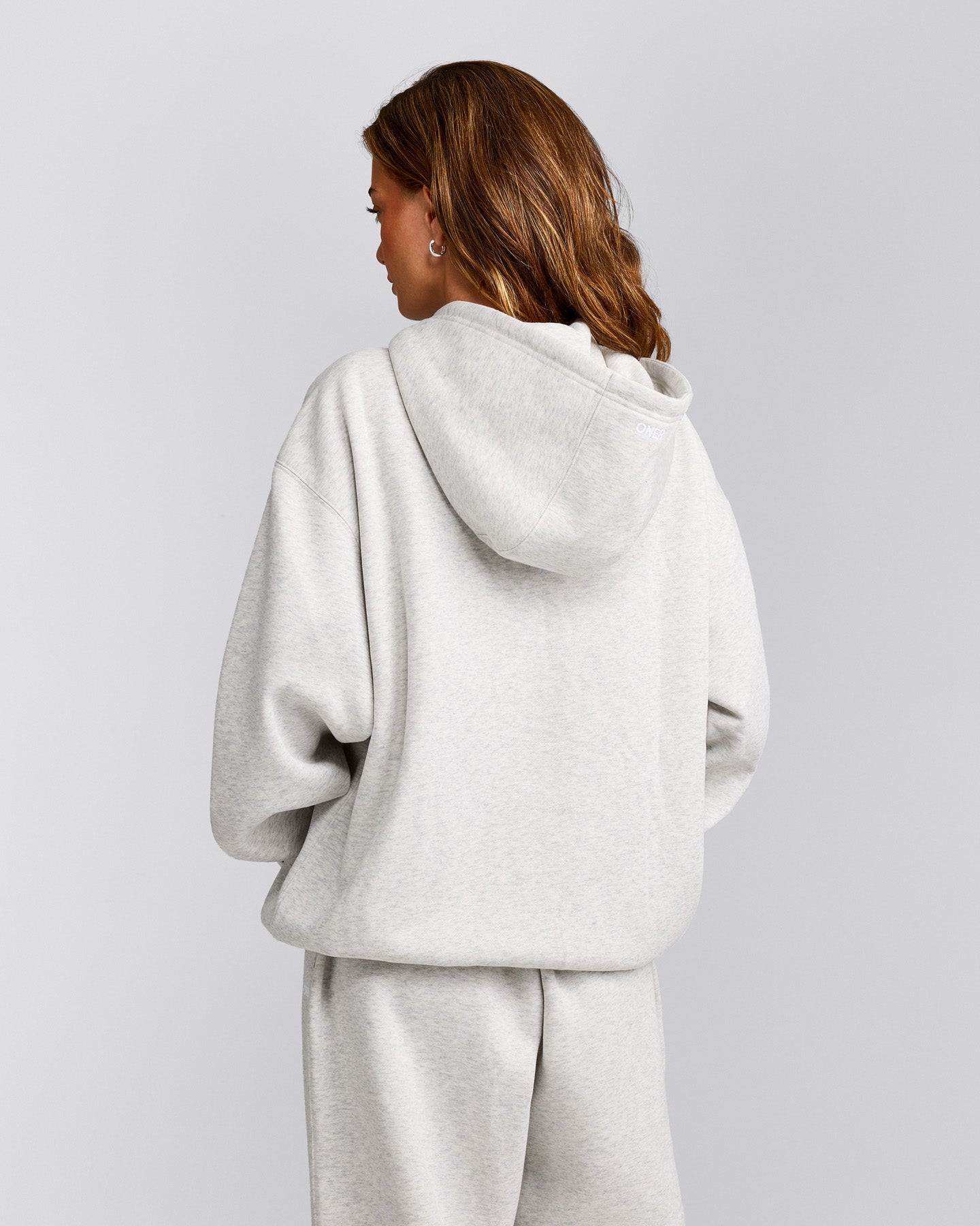Foundations Cosy Oversized Zip Through Hoodie | Light Grey Marl