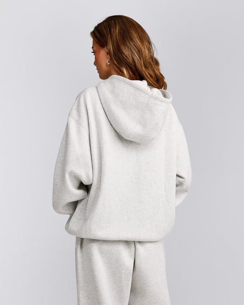 Foundations Cosy Oversized Zip Up Hoodie | Light Gray Marl