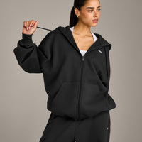 Foundations Cosy Oversized Zip Through Hoodie | Soft Black