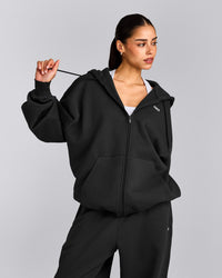 Foundations Cosy Oversized Zip Through Hoodie | Soft Black