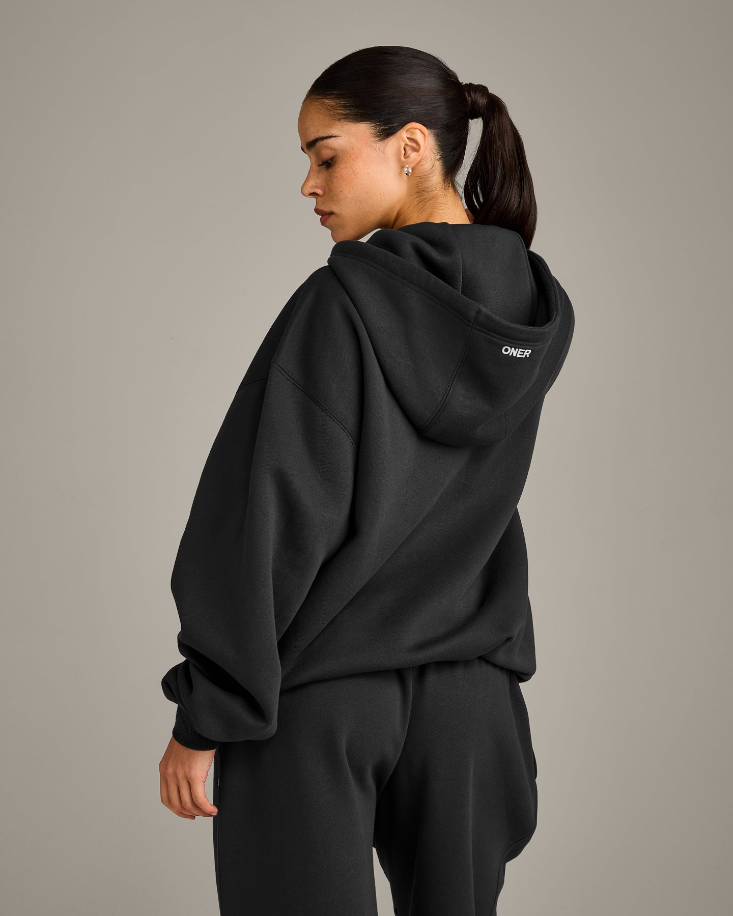 Foundations Cosy Oversized Zip Through Hoodie | Soft Black