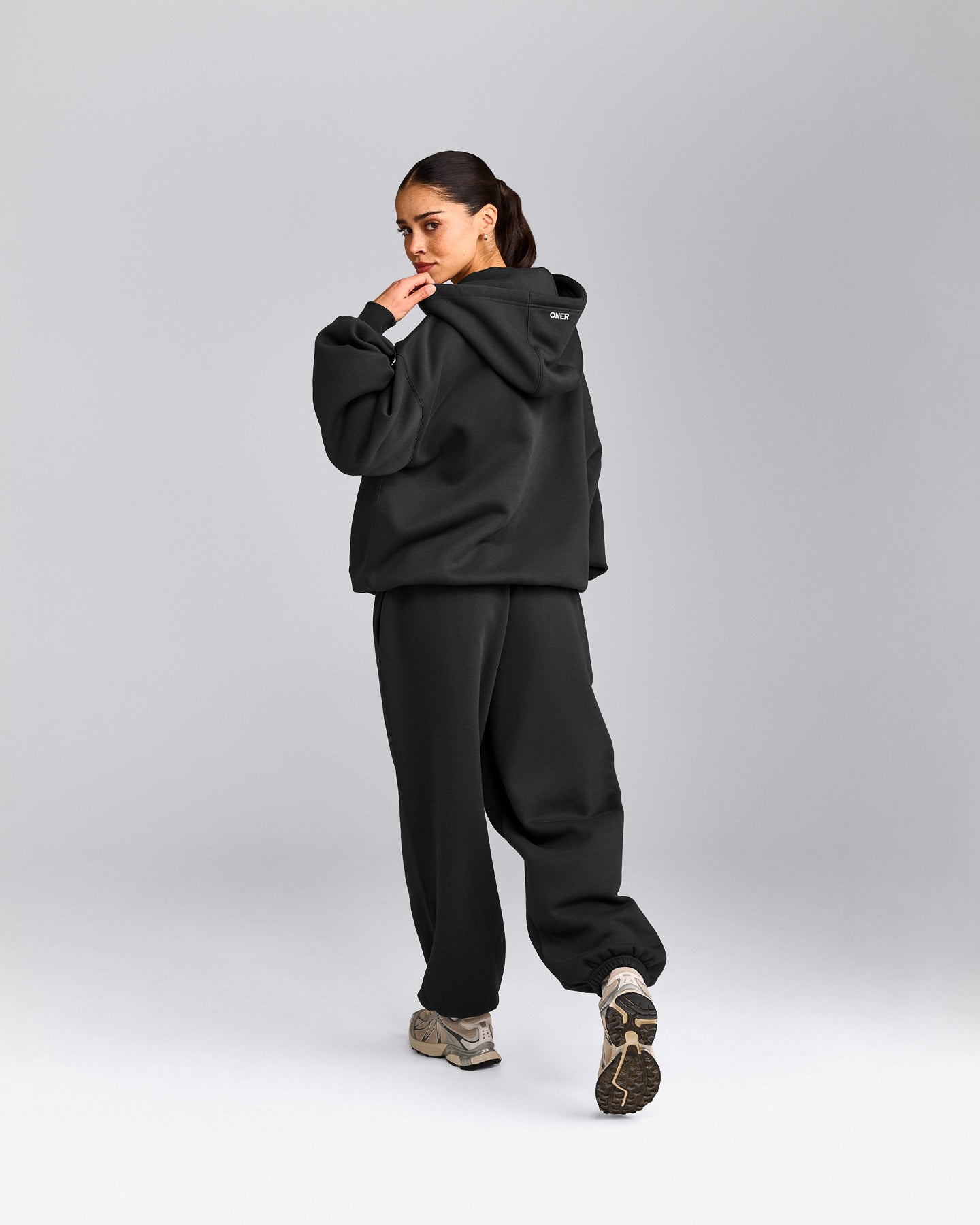 Foundations Cosy Oversized Zip Through Hoodie | Soft Black