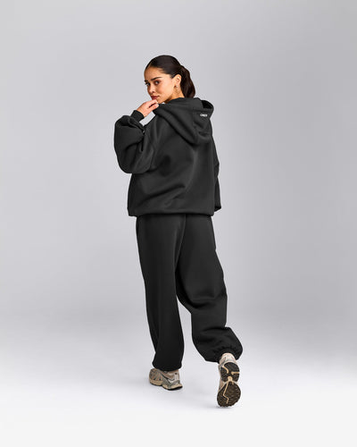 Foundations Cosy Oversized Zip Through Hoodie | Soft Black