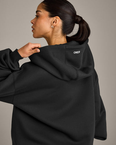Foundations Cosy Oversized Zip Through Hoodie | Soft Black