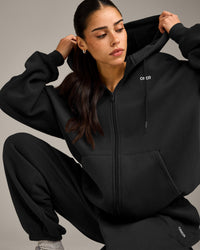 Foundations Cosy Oversized Zip Through Hoodie | Soft Black