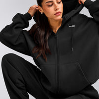 Foundations Cosy Oversized Zip Through Hoodie | Soft Black