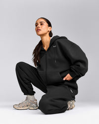 Foundations Cosy Oversized Zip Through Hoodie | Soft Black